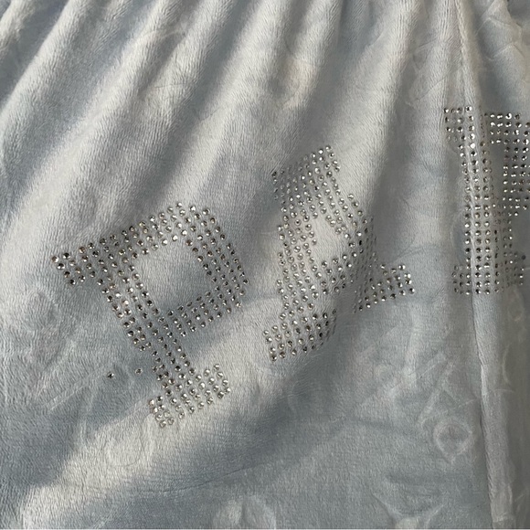 Paris Hilton Velvet Velour Track Lounge Pants Embellished Rhinestones Baby Blue - Picture 4 of 9